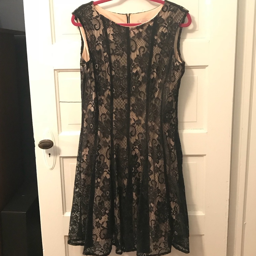 Lace Black Dress with Nude Lining